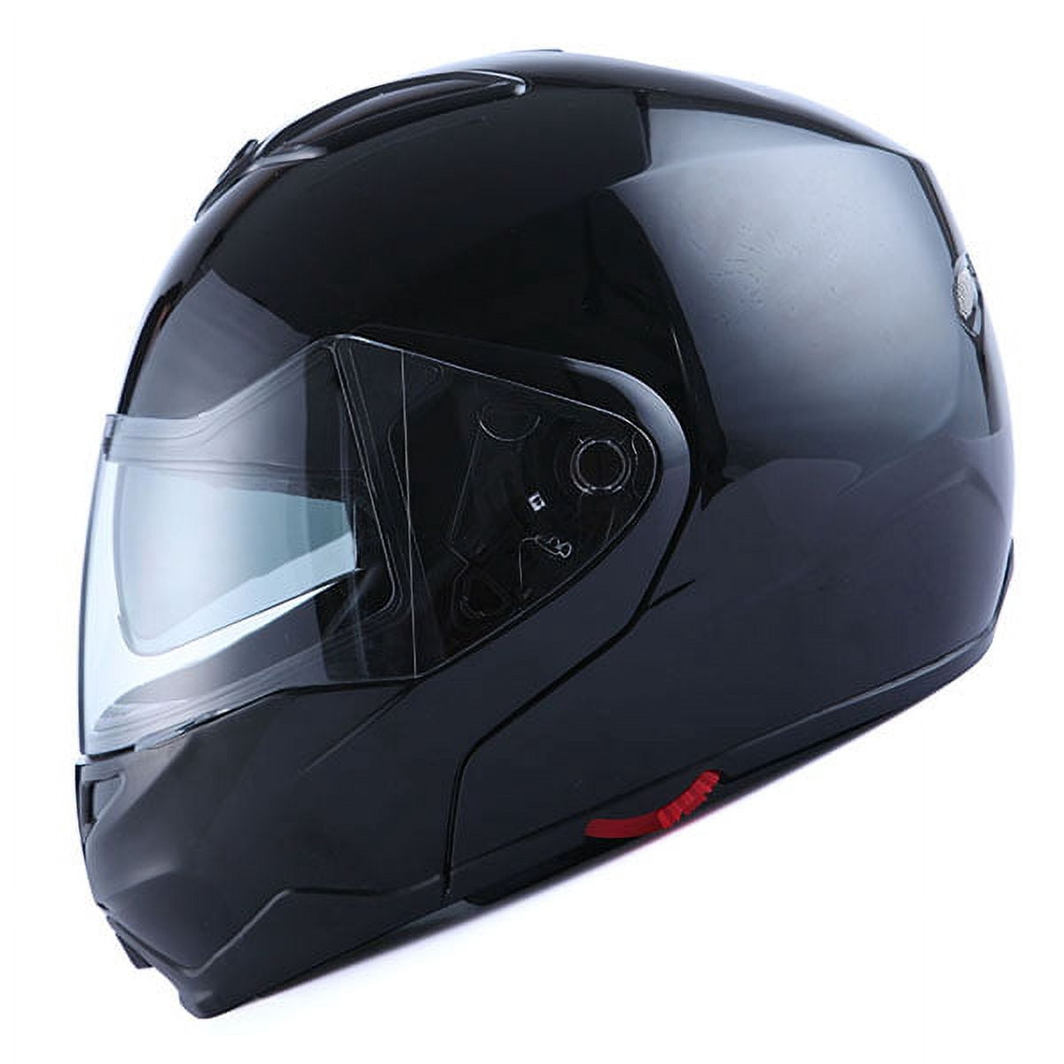 1Storm Motorcycle Street Bike Modular/Flip up Dual Visor/Sun Shield Full Face Helmet HG339 Glossy Black