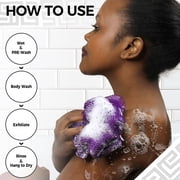 African Net Sponge Authentic - 2 Pieces Real African Exfoliating Loofah Sponge with Knots - African Net Wash Cloths for Body Scrubber Exfoliator Purple & Pink - Back Scrub for Shower Bath Accessories