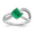 thumbnail image 4 of Auriga Fine Jewelry 925 Sterling Silver Created Emerald and Diamond Ring for Women Size 7, 4 of 6
