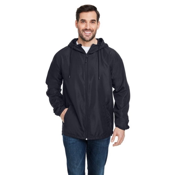 Burnside Mens Stormbreaker Hooded Full-Zip Windbreaker Golf Jacket, Medium Black -