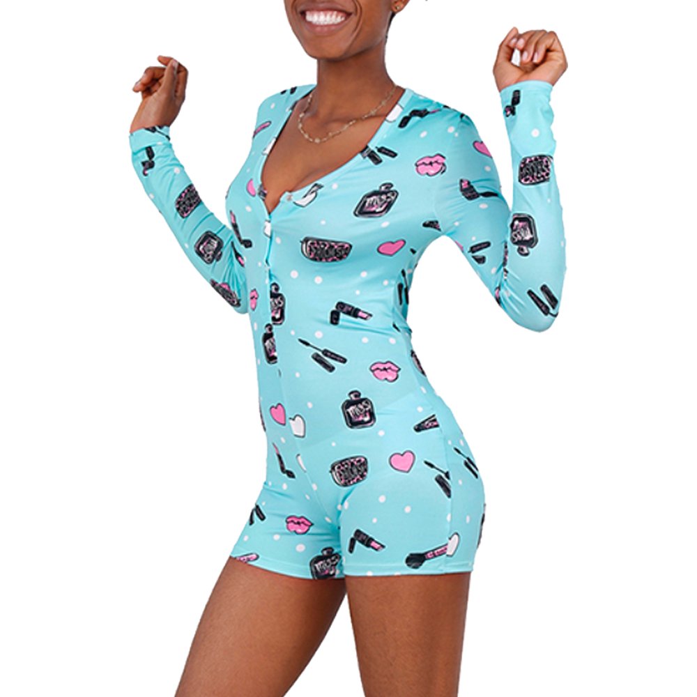 Eyicmarn Womens Cute Cartoon Printed Long Sleeve Sleepwear Adult