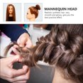 thumbnail image 2 of EeaseMX Cabeza de maniquí de práctica con cabello sintético y soporte Cabeza de muñeca de cosmetología, 2 of 8