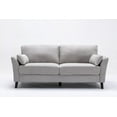 thumbnail image 3 of Damian Light Gray Woven Fabric Sofa with Solid Wood Legs and Accent Pillows, 3 of 5