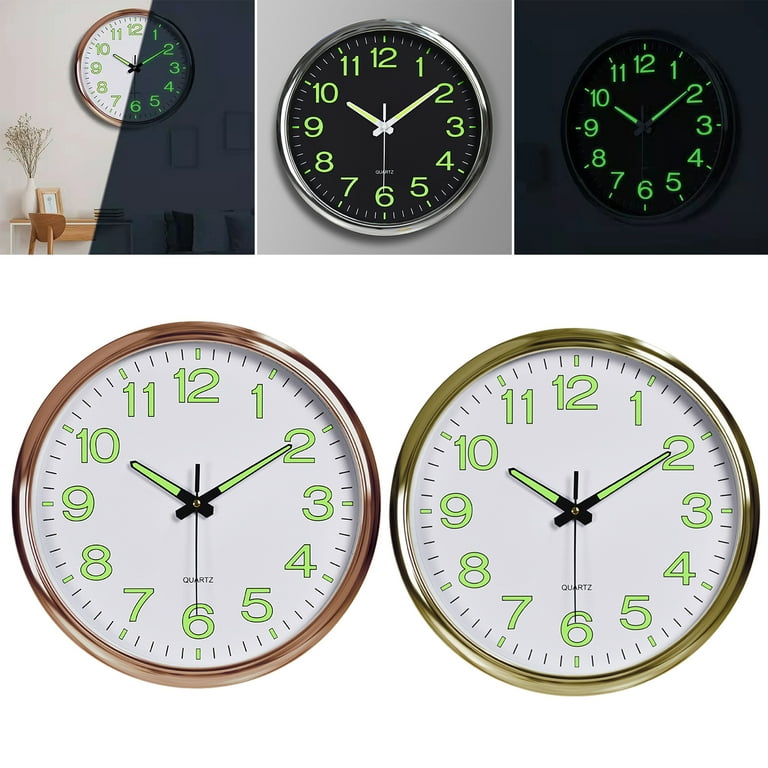 Pnellth Wall Clock Glowing Silent Luminous Easy-to-Read