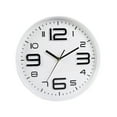 thumbnail image 1 of Inteprter Reloj de pared de 12 pulgadas, reloj con puntero que no hace tictac, funciona con pilas, decorativo, moderno, para sala de estar, relojes Decoración del hogar Blanco Inteprter HA082810-04, 1 of 6
