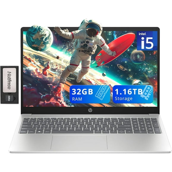 HP 15.6" FHD IPS Laptop, Intel i5-1235U, 32GB RAM, 1.16TB Storage(1TB SSD + 160GB Docking Station Set), Intel Iris Xe Graphics, Numeric Keypad, Webcam, Wi-Fi 6, Windows 11, Silver