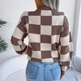 thumbnail image 6 of oqasdz Sweaters for Women Ladies Fall and Winter Street Wind Contrast Plaid Long Sleeve Pullover Knitted Sweater Casual Versatile, 6 of 6