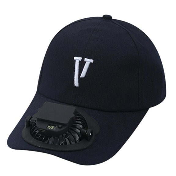 Ticikt Men Women Solar Powered Fan Hat Cooling Baseball Hat Fishing Camping Beach Hats with USB Charging Sun Hats,Color:Navy