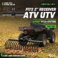 thumbnail image 2 of KOJEM 48" Tow Behind Landscape Rake Compatible with ATV UTV Tractor W/2" Receiver for Leaves Debris Grass Pine Needles, 2 of 9