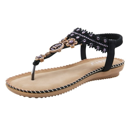 

zuwimk Sandals For Women Dressy Summer Women s Flat Sandals Strappy Studded Sandals Gladiator Sandals with Ankle Strap Black