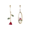 thumbnail image 2 of Pendientes de botón de metal Vintage elegante asimétrico Wmkox8yii Rosa roja Perla, 2 of 9