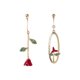 thumbnail image 2 of Pendientes de botón de metal Vintage elegante asimétrico Wmkox8yii Rosa roja Perla, 2 of 9