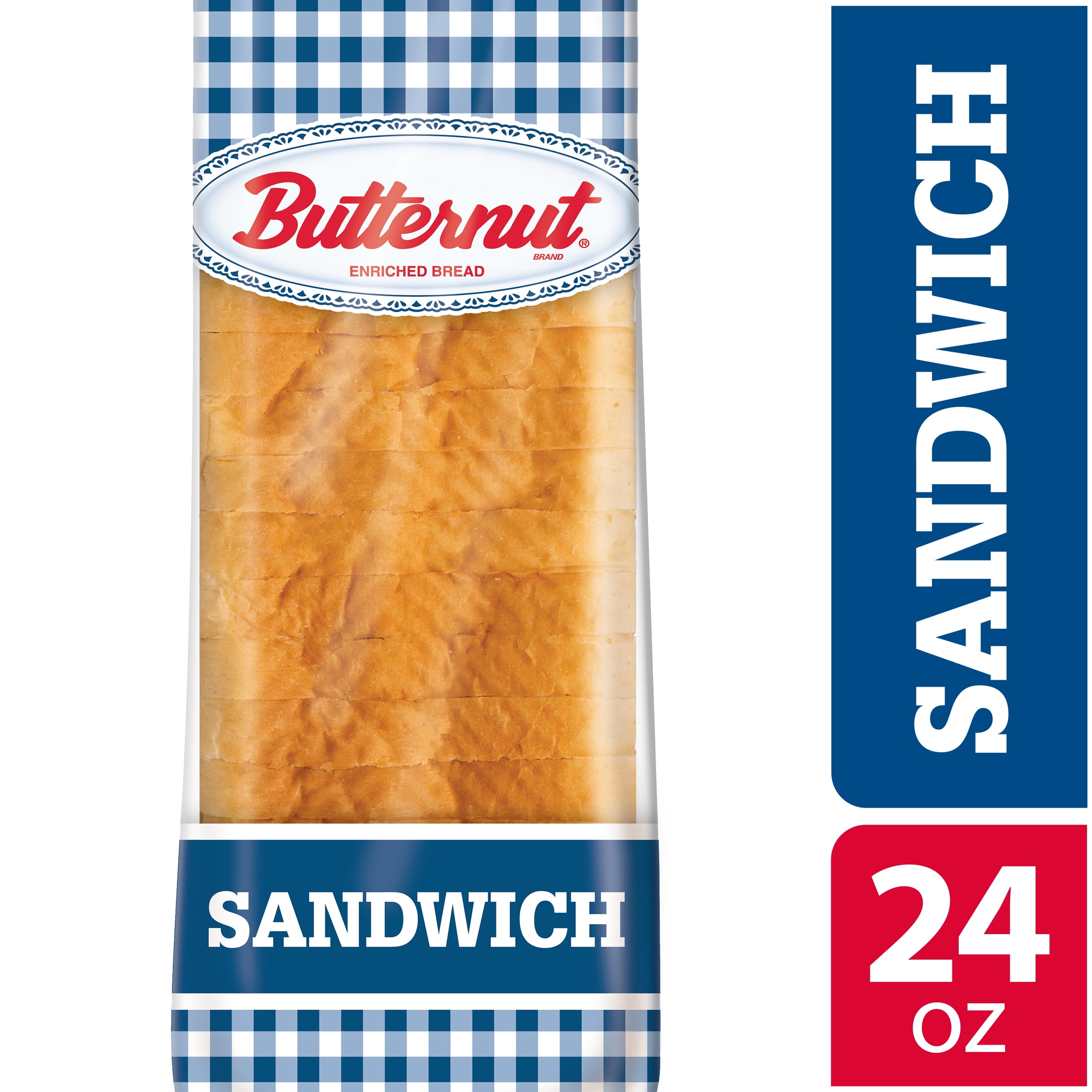 Butternut Sandwich Bread, Enriched Soft White Bread, 24 oz, Shelf-Stable