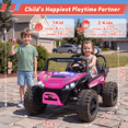 thumbnail image 3 of TOKTOO 24V Ride on UTV, 2 Seater Battery Powered Ride on Toy, 4 Powerful Wheels, 5.1Mph, Kids Electric Vehicle for Boys Girls with Rainbow LED Lights, Pink, 3 of 11