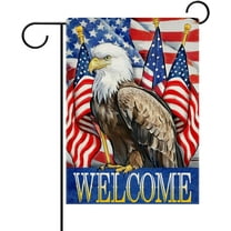 Welcome Memorial Day 4th of July Eagle Patriotic Decorative Garden Flag, America Veterans Day Stars Stripes Yard Outside Home Decorations, American USA Outdoor Small Decor Double Sided 12x18