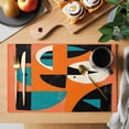 thumbnail image 2 of Orange Teal Black Placemats Set of 6 Modern Impressionist Geometric Place Mats Indoor Wipeable Table Mats Washable Cloth Dining Table Placemats for Kitchen Holiday Party Home Decor 13x19 Inch, 2 of 9