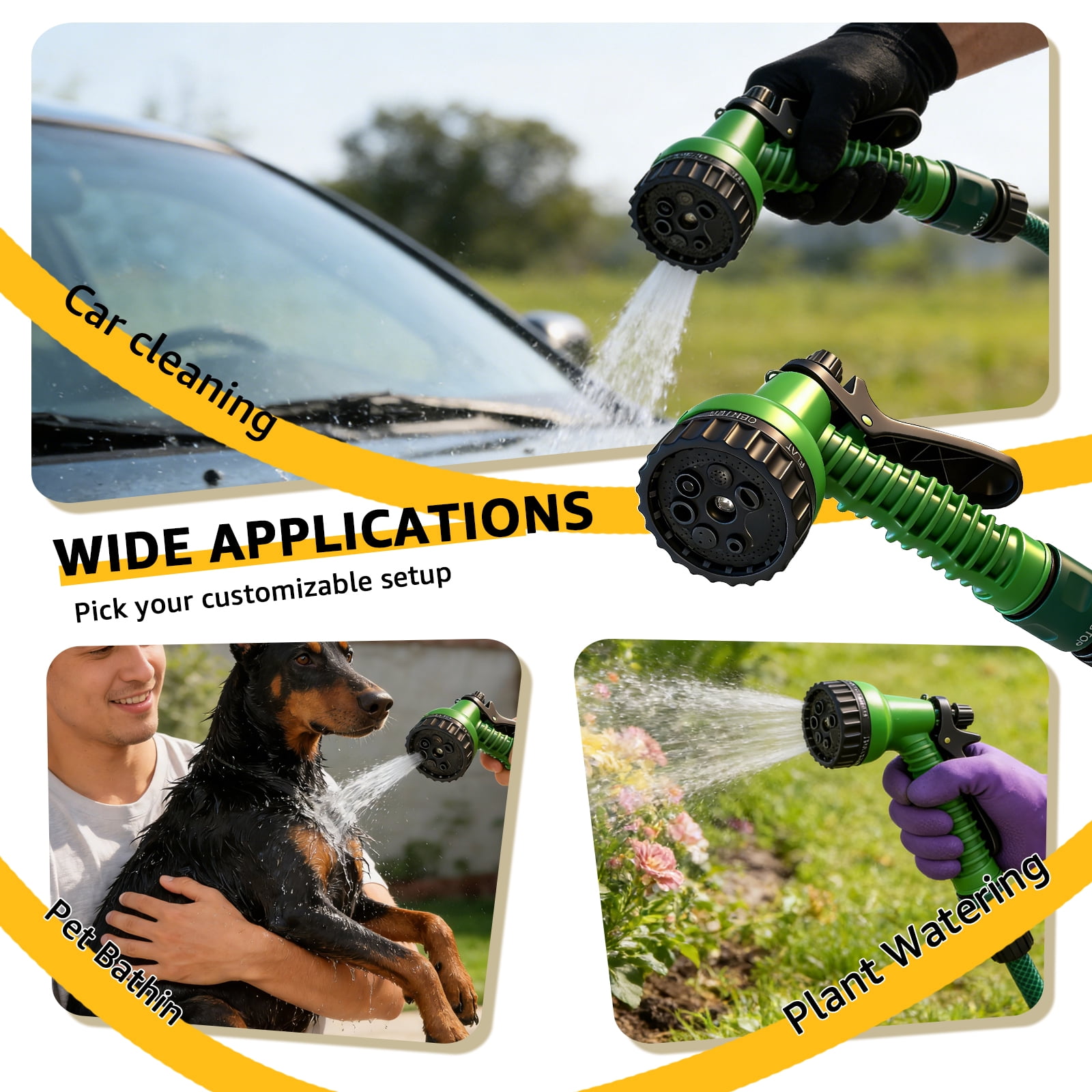 XYJBHB 100 FT Retractable Garden Hose Reel 1/2", Heavy Duty Wall Mounted Water Hose with 150 PSI Anti-Kink Pipe, All-Weather Durable, 180° Swivel & 7-Pattern Nozzle for Car Wash, Pet Bath & Gardening