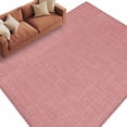 thumbnail image 2 of Area Rug for Living Room, Vintage Peach Pink Non-Slip Indoor Large Carpet for Bedroom/Dining Room, Farmhouse Retro Solid Color Linen Texture Washable Low-Profile Floor Runner Rugs - 5 x 7 Ft, 2 of 7