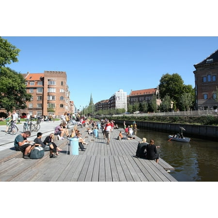 Crocodile Creek Lunch Box - Peel-n-Stick Poster of århus Creek City ​​life River Side Lunch Break Poster 24x16 Adhesive Sticker Poster Print