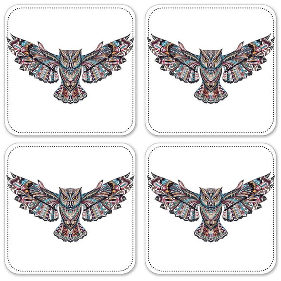 Vinyl Drink Coasters - Set of 4 - Patterned Owl