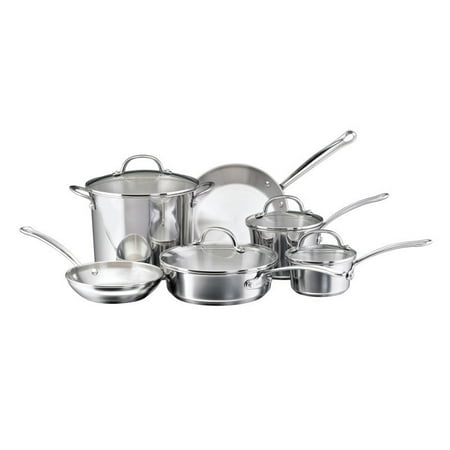 Farberware Millennium Stainless Steel Cookware 10-Piece Set, Stainless Steel - (Best Stainless Steel Cookware Brands)