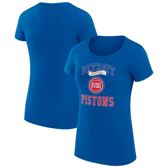 Women's G-III 4Her by Carl Banks Blue Detroit Pistons Super-Slim Fit Lightweight Team Logo T-Shirt