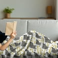 thumbnail image 3 of Dog Soft Flannel Fleece Throw Blanket, Sketch Style Canine with Abstract Yellow Toned Dots Greyscale Cartoon Pets, Cozy Plush for Indoor and Outdoor Use, 60" x 80", Grey Marigold White, by Ambesonne, 3 of 5
