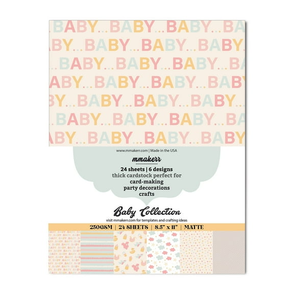 Baby Scrapbook Cardstock Paper Gender Neutral 93lb New 24 Sheets Pastel Colors Premium Cricut Paper