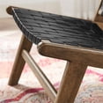 thumbnail image 2 of Maklaine Woven Leather & Wood Accent Lounge Chair in Black and Walnut, 2 of 9