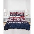 thumbnail image 2 of Full Size Quilt Bedding Set, 250 Anniversary Reversible Summer Quilt 3 Pieces, Blue Red Fireworks Florals Leaves Lightweight Bedspreads Coverlets with 2 Pillow Shams for All Seasons, 2 of 5