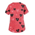 thumbnail image 5 of Valentine Day Scrub Tops for Women Love Heart Print V Neck Plus Size Medical Scrub Tops Cute Short Sleeve Nursing Workwear with Pockets Vermilion XL, 5 of 5