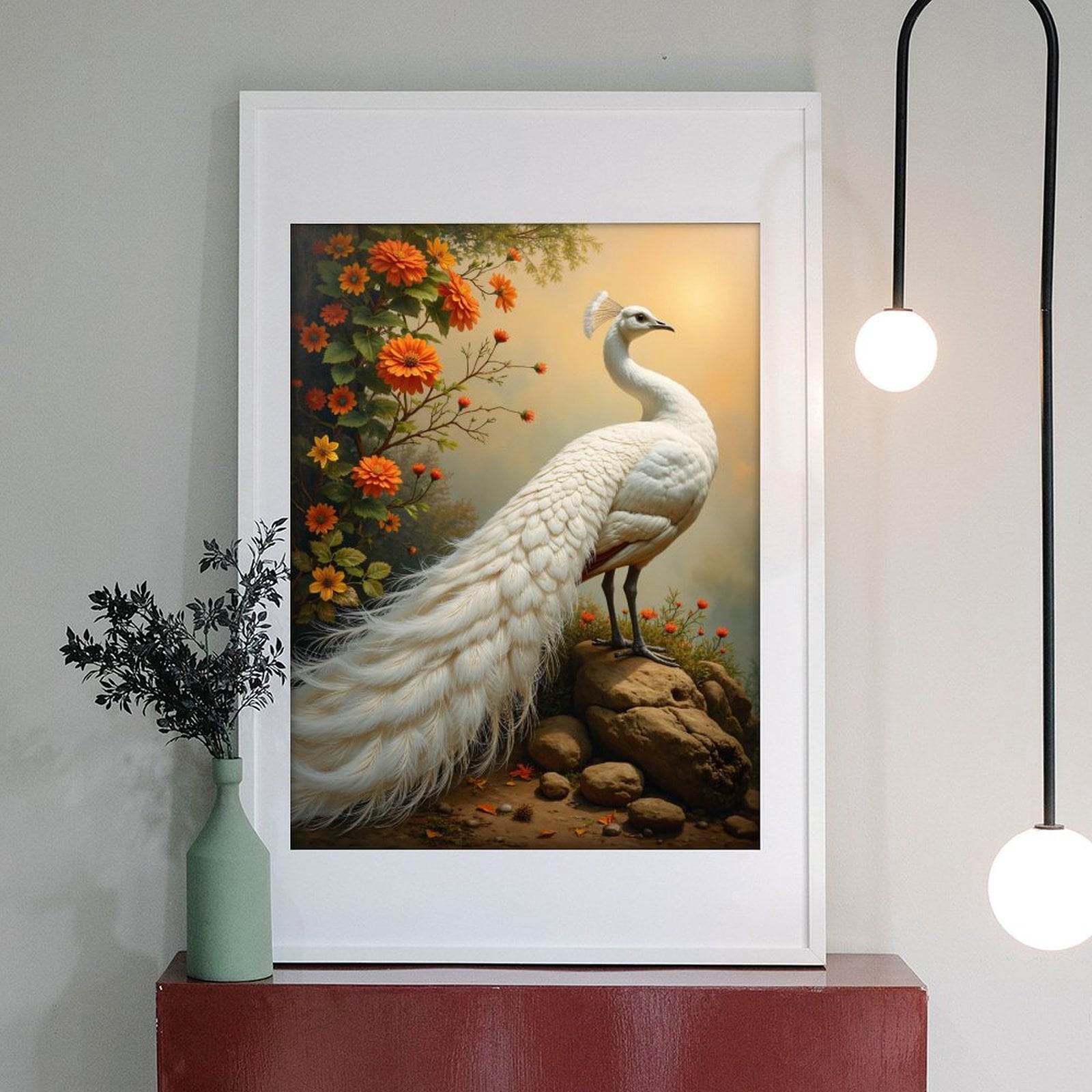 Diamond Art Kit for Adults, White Bird Flowers Rocks Scenery Diamond Painting for Adults Beginners, 5D DIY Diamond Art Painting Kits, Colorful Diamond Painting Craft for Home Decor 12x16