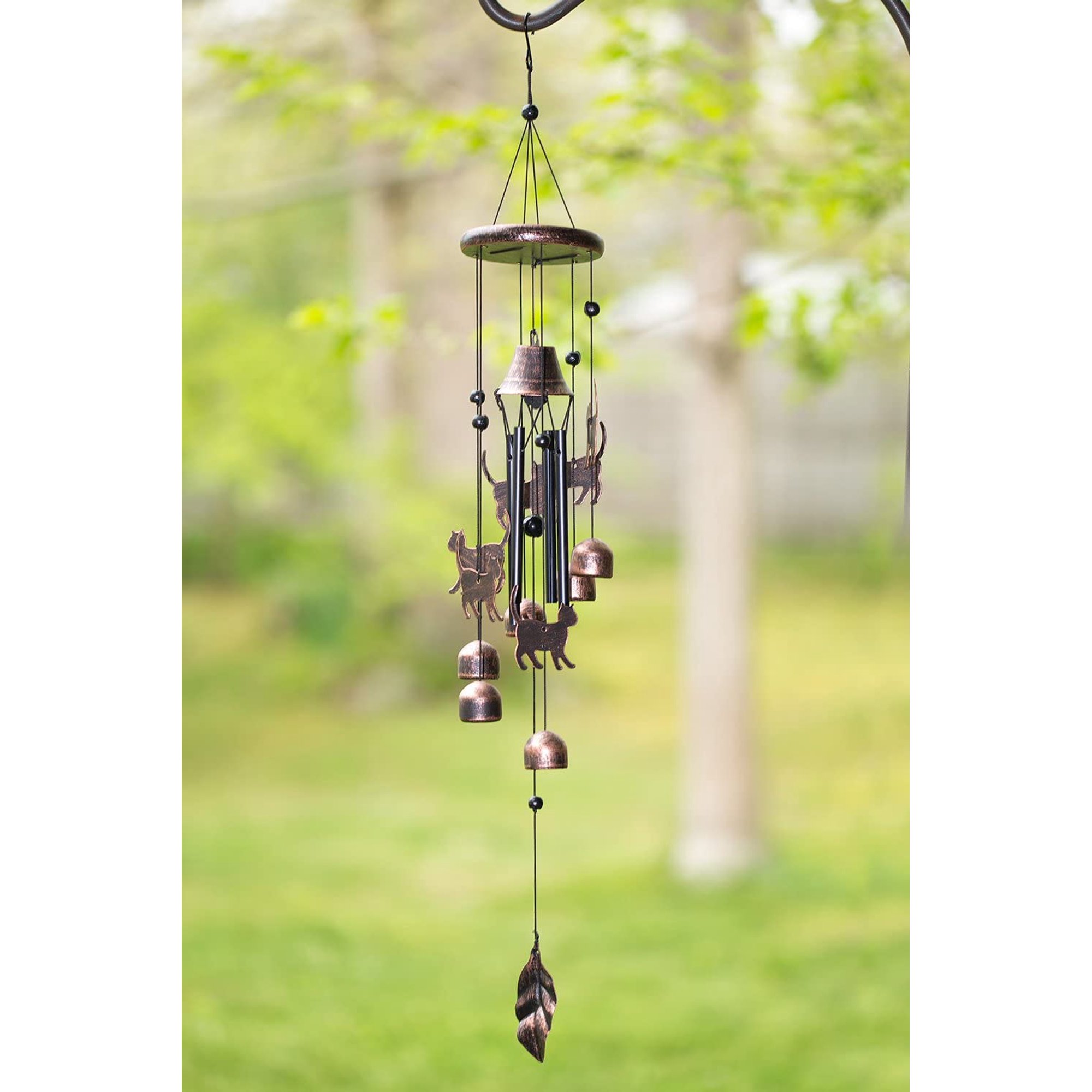 Carillons éoliens Japonais En Fonte - 35 Cm, Vert/rose - Décoration Extérieure Pour Jardin, Balcon, Terrasse