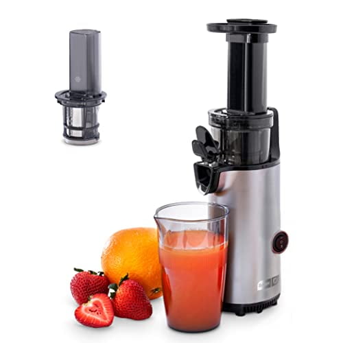 DASH Deluxe compact Masticating Slow Juicer, Easy to clean cold Press Juicer with Brush, Pulp Measuring cup, Frozen Attachment and Juice Recipe guide