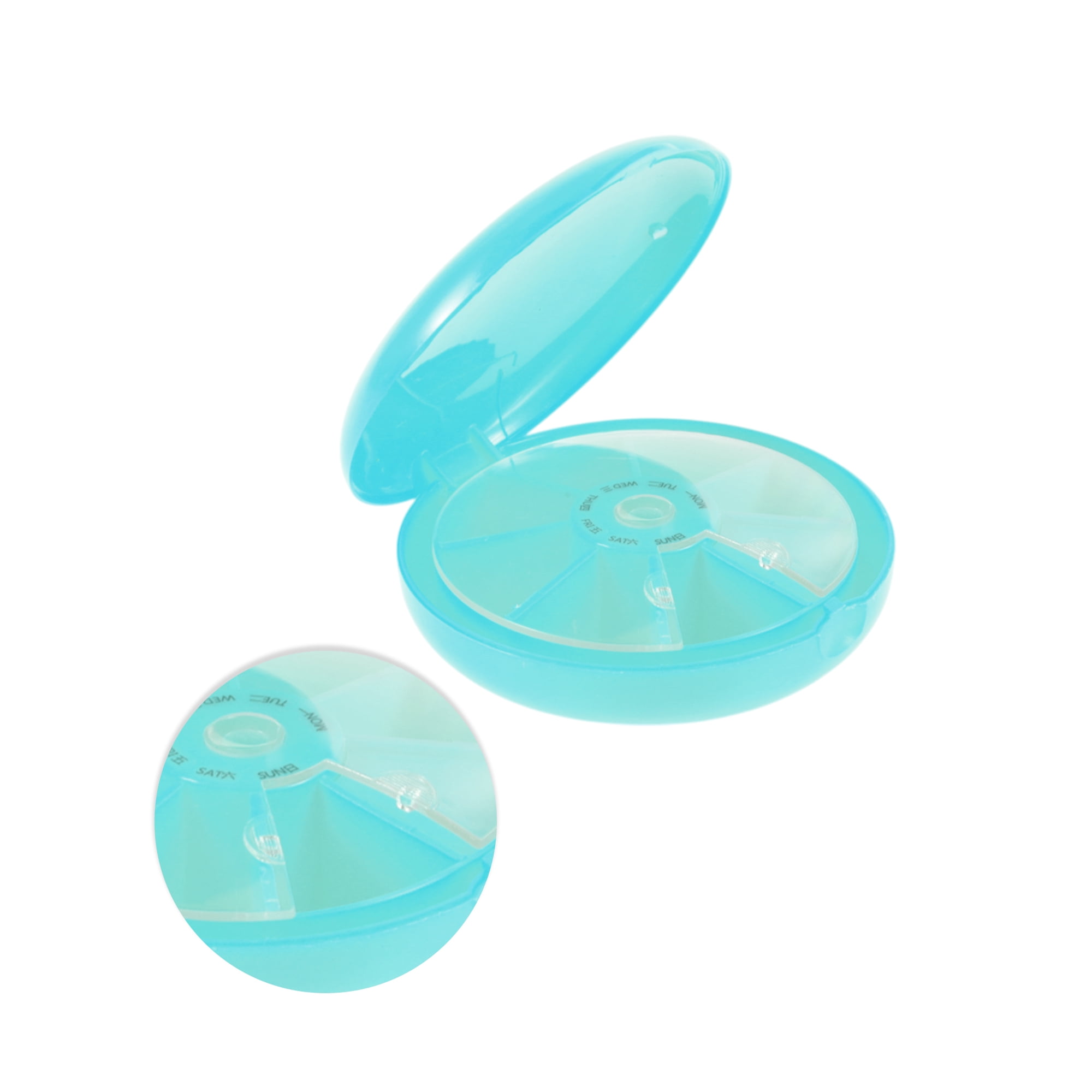 Unique Bargains Lightweight 7 Grids Circular Single Layer Pill Case Blue