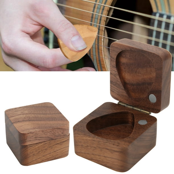 Médiator en bois personnalisé avec étui en forme de guitare