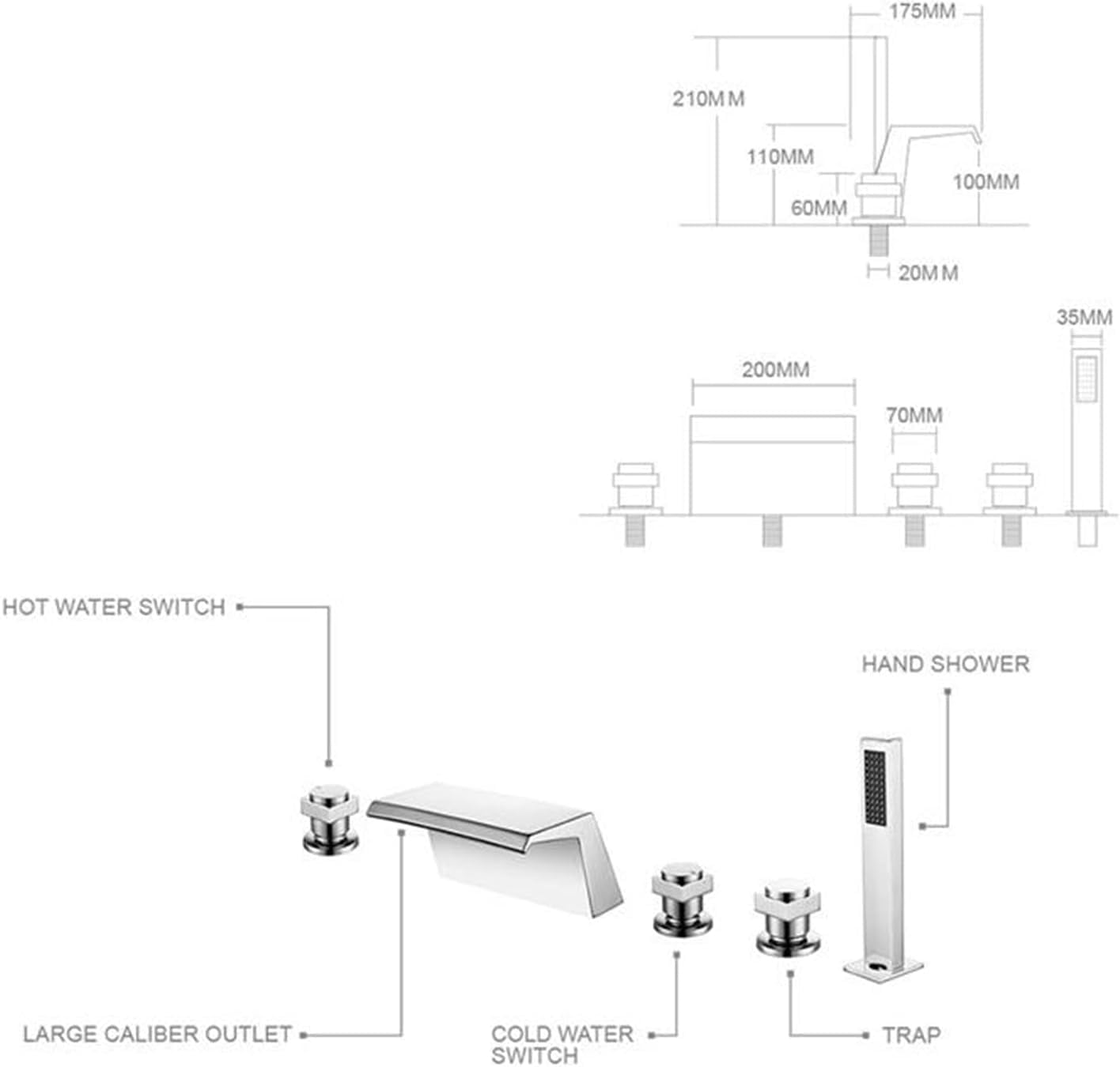 Waterfall Bath Faucets With Shower Brass Shower Mixer Faucet Set For Bathtub Chrome
