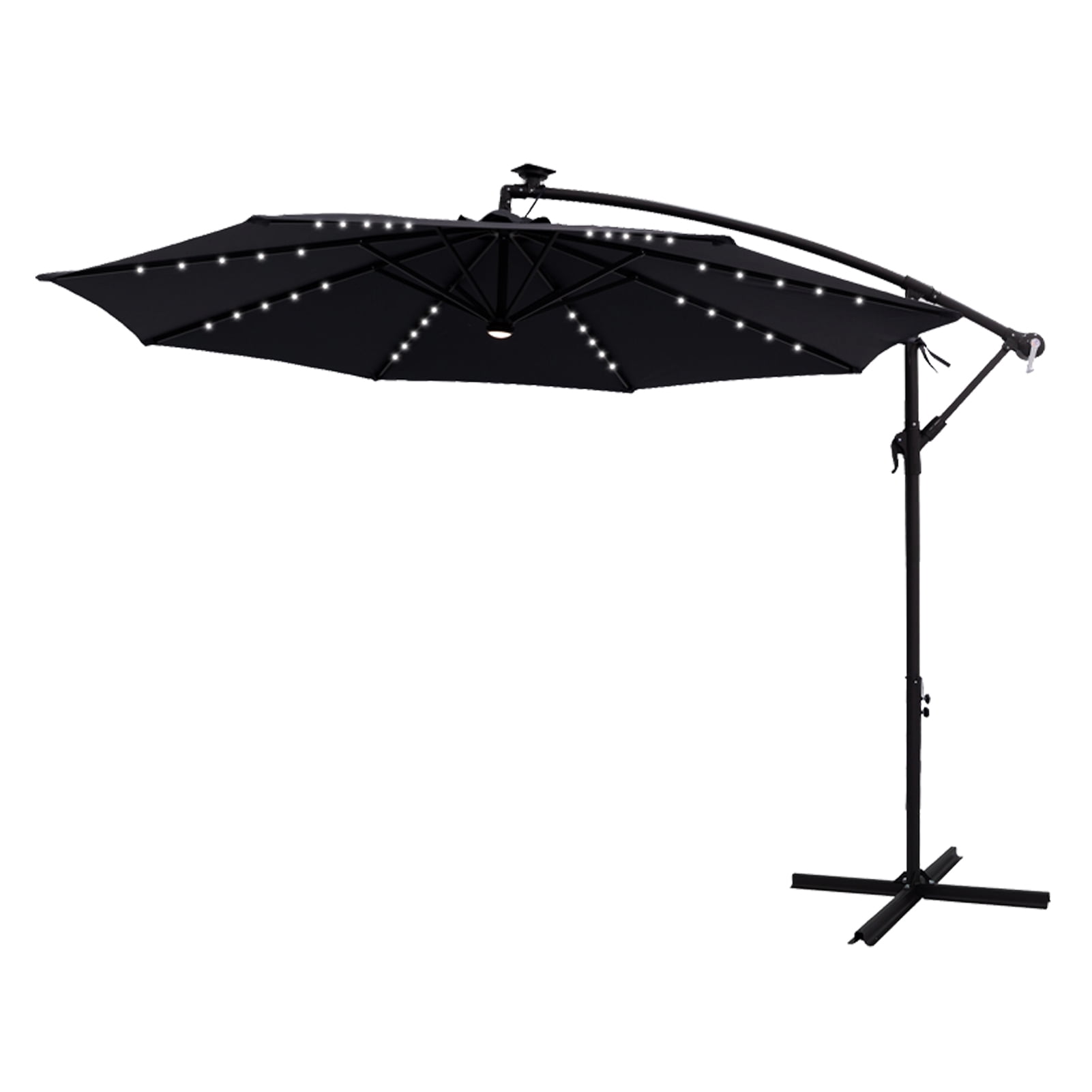 FLAME&SHADE 10 ft Cantilever Offset Solar Powered Outdoor Patio