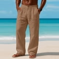 thumbnail image 6 of Dresfit Linen Pants Mens Spring Open Bottom Wide Leg Pants Big and Tall Drawstring Yoga Slacks Baggy 2026 Lightweight Elastic Waist Trousers Brown L, 6 of 6