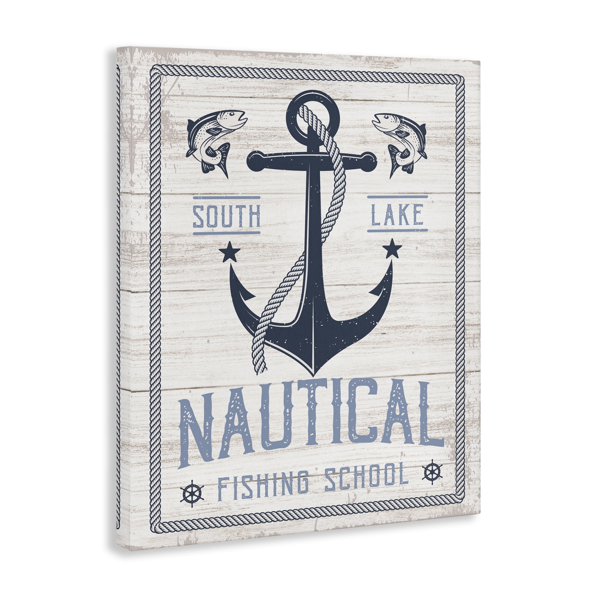 Stupell Industries Nautical Fishing School Nautical & Beach Painting Wrapped Canvas Art Print Wall Art, 24 x 30