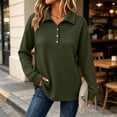 thumbnail image 5 of Women's Oversized Waffle Knit Sweatshirt Lapel Button Collar Long Sleeve Loose Basic Casual Everyday Top, 5 of 9