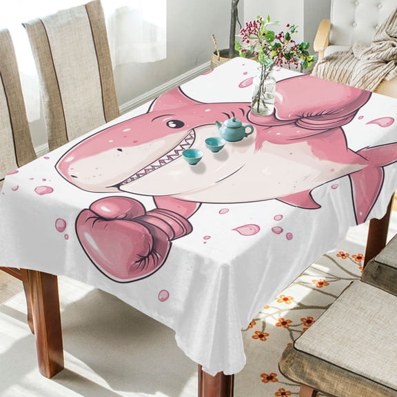 YAZAOO Square Tablecloth Pugilism Cute Sharks Pattern Tableclothes