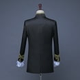 thumbnail image 5 of Yaoyar Men's Court Formal Performance Costume Stage Performance Single Breasted Noble court gentleman Pants Suit Set Black XL, 5 of 9