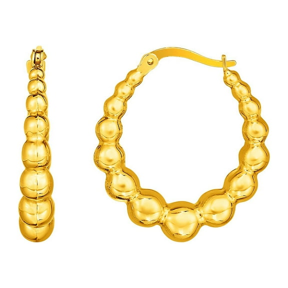 14k Yellow Gold Graduated Sphere Hoop Earrings