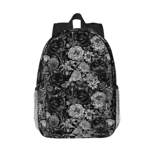 Easygdp Black Cats In A Garden Mochila Ligera de 15 Pulgadas para Estudiantes, Mochila Cómoda para la Escuela y Viajes, Correas Ajustables
