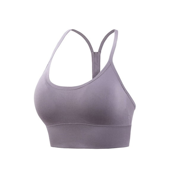 vigerkar Y Back Sports Bra for Women Low Impact Racerback Workout Bras Sexy Thin Straps Yoga Bras with Pads (Purple, M)