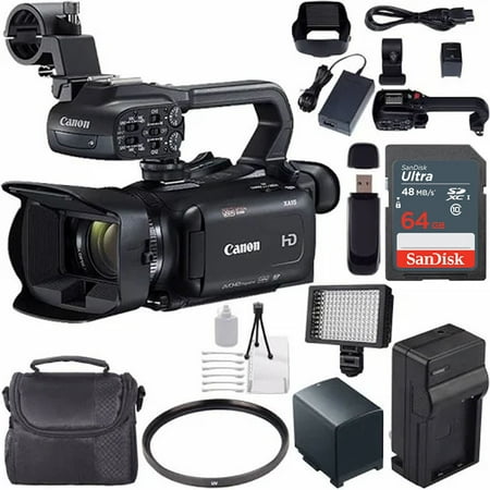 Image of Canon XA15 Compact Full HD Camcorder with SDI HDMI and Composite Output with 64GB Memory Card | BP-820 Replacement Lithium Ion Battery Bundle