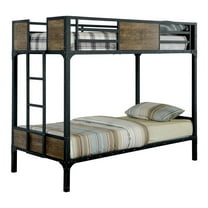 Furniture of America Baron Metal Twin over Twin Bunk Bed in Black
