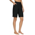 thumbnail image 4 of Only Moment Shorts for Women Trendy Bamboo Nodes Cotton Relaxed Fit Casual High Waist Pocketed Denim Shorts Gym Shorts Black,S, 4 of 7