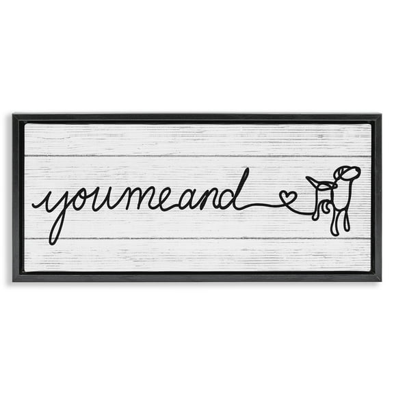 Stupell Industries Country You Me & Dog Typography Painting Black Floater Framed Canvas Art Print Wall Art, 25 x 11